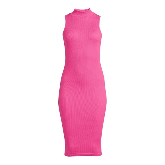 Vibrant Pink Ribbed Bodycon Dress - Picture 5 of 5